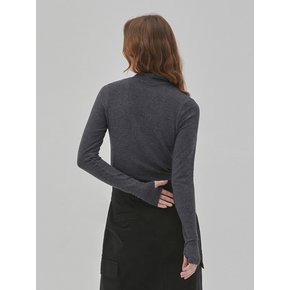 ANGORA WARMER HIGH NECK TOP CHARCOAL