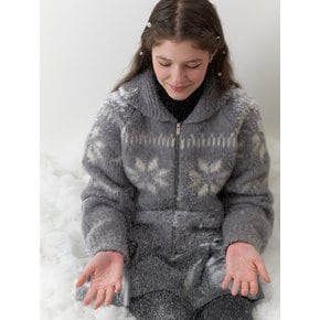 Snowball knit cardigan (gray)