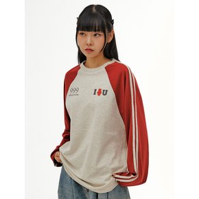 I곰U Raglan Over fit Long-Sleeve AJS101 (Burgundy)