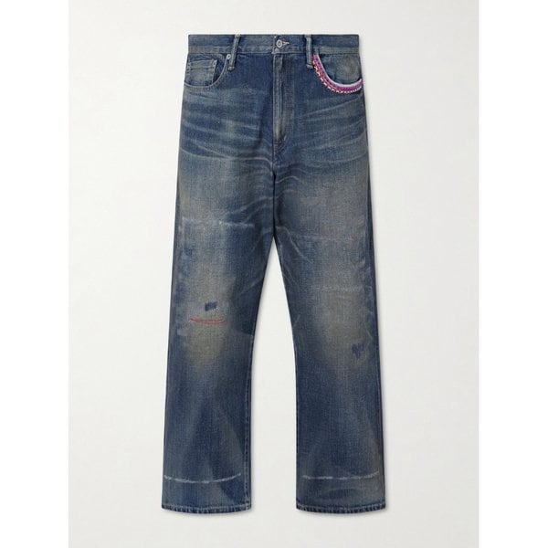 네이버후드 사베이지 와이드 비드 장식 디스트레스드 진 46376663163075055