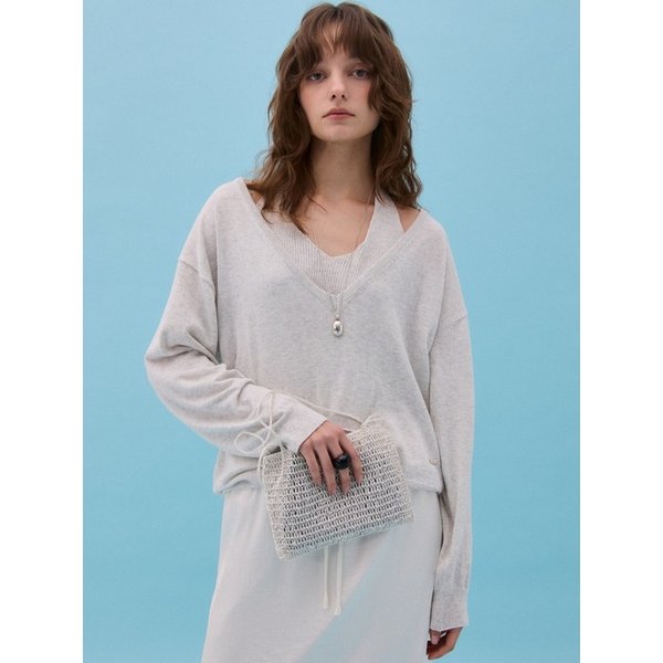 DEEP V NECK KNIT SET - MELANGE