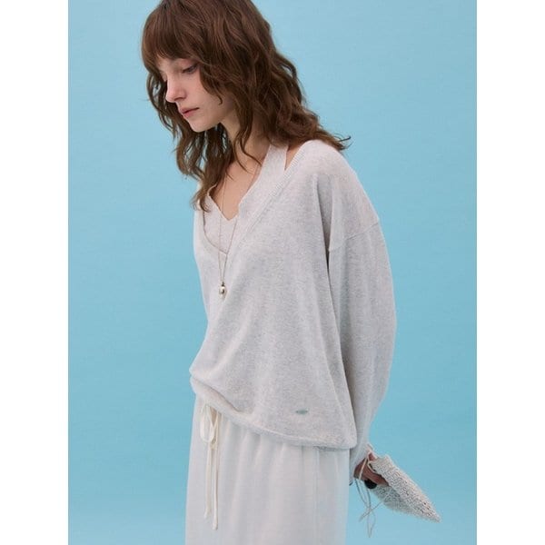 DEEP V NECK KNIT SET - MELANGE