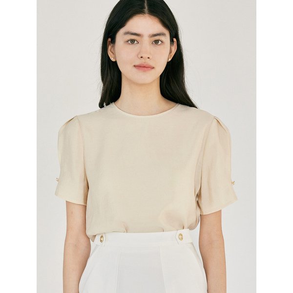 H Dahlia Half Jewel Blouse_Light Beige
