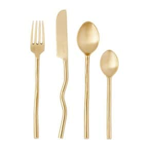 파지크 골드 웨이브 커트러리 세트 Wave Cutlery Matte Brass Brass