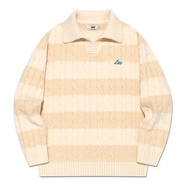 Lee Kids 케이블 스트라이프 레귤러핏 풀오버 베이지 LK2404KT70BE