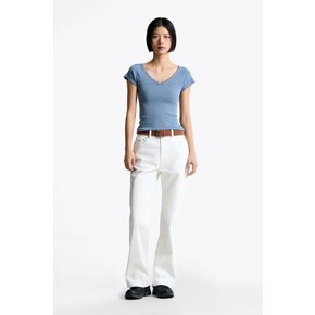 [장원영PICK] 여성 스트레치 브이넥 립 티셔츠 T32F1TTO35TWT1 TOMMY JEANS
