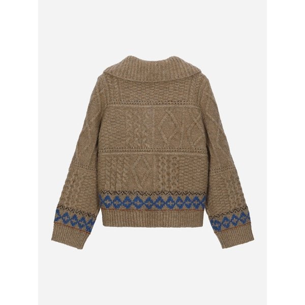 [KiiiKiii PICK] 카라넥 자카드 니트 가디건_T258MCD268W