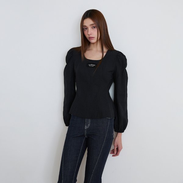 [시흥점] 여성 스퀘어넥 슬림 플레어 블라우스 (ES2OBL51)