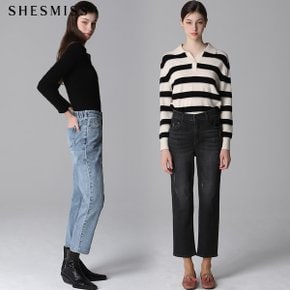 [쉬즈미스(SHESMISS)] 데미지 워싱 밴딩 데님 팬츠 (택가격178000원)