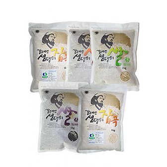 참다올 유기농 강대인생명의쌀 정농5종세트(녹미,적미,흑미,찹쌀,현미,각1kg)