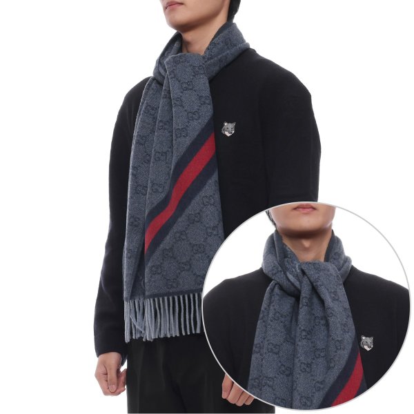 [부산점] 25FW 남성 GG 웹 울 머플러 (570603 3G200 4068 M 25F)