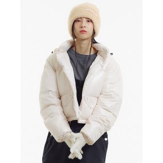 언노운플라넷 후드 다운 숏 푸퍼 화이트_HOOD DOWN SHORT PUFFER WHITE