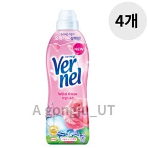 버넬 고농축 섬유유연제 세제 와일드 로즈 900ml 4개