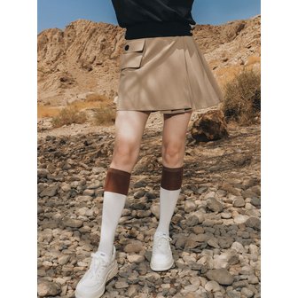 에이틴오비어 Pocket Pleats Wrap Skirt (Beige)