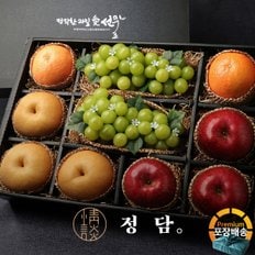 [배송일해피콜][직접배송]친환경포장 혼합 과일선물세트 (샤인머스캣/사과/배/자몽) / 실크보자기 포장+노리개 증정