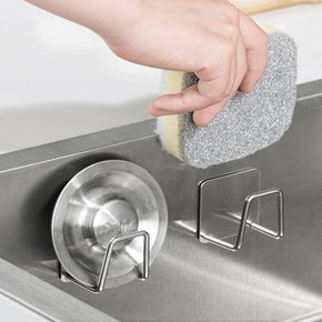 스텐 물빠짐 수세미 거치대 홀더 걸이 받침대 건조대 보관 무타공 접착식 올스텐 304 KK0216