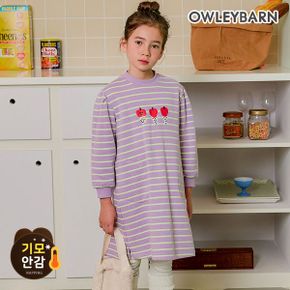 벨라 스트라이프 기모 원피스 퍼플 _P362510951
