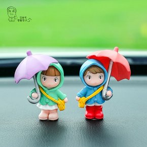 우비소녀 미니어처 테라리움 피규어 대시보드 차량 인테리어