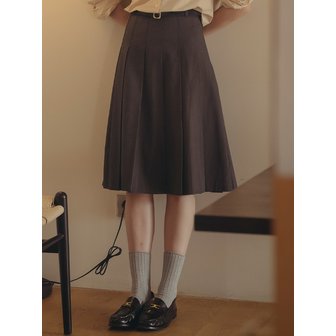 틸아이다이 Belt set pleats midi skirt_Charcoal