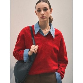 Soft Wool Blend V-neck Knit_CTK221(Red)