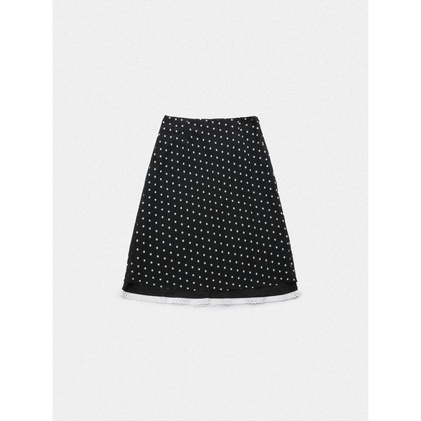 CHIFFON DOT MIDI SKIRT(BK)