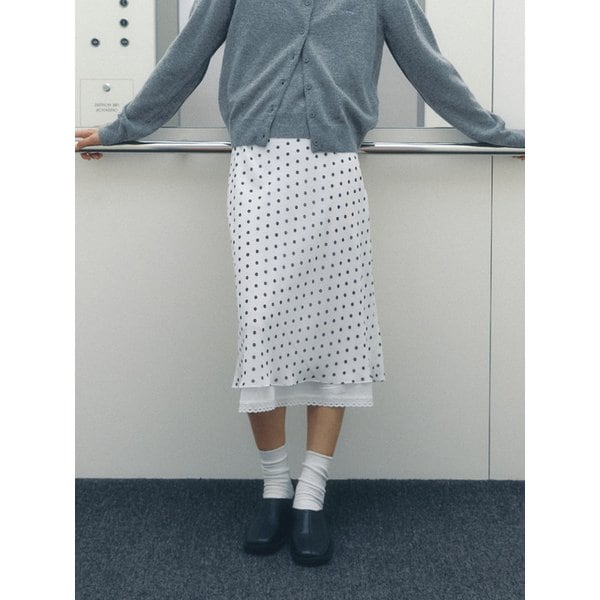 CHIFFON DOT MIDI SKIRT(BK)
