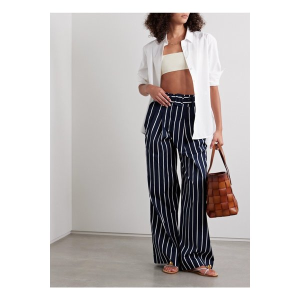 베로니카비어드 말리아 벨티드 스트라이프 코튼 블렌드 와이드 팬츠 1647597337218638