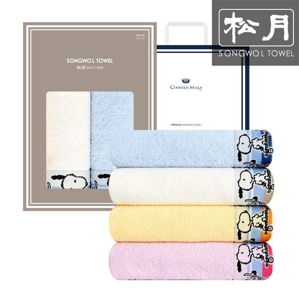 스누피 보드36 세면타올 100g 2매 선물세트 (창박스+CM쇼핑백)