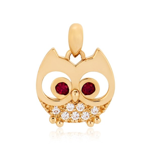 [비앤비골드] 18K 큐티 부엉이 얼굴 루비 펜던트 PNP26911