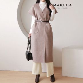 벨트 오버핏 아우터 롱 조끼 MOPA31046_P371839918
