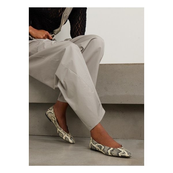 에이디 엘리 스네이크 이펙트 가죽 발레리나 플랫 스네이크 프린트 46376663162886107