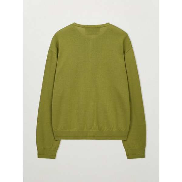 로렌 베이직 크루넥 파인 가디건_올리브 그린