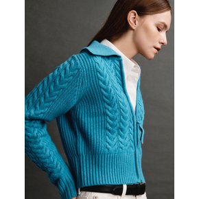 TWO TONE ZIP-UP CARDIGAN (BLUE)