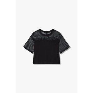 ARMANI EXCHANGE AX 여성 메쉬 패치 크루넥 티셔츠(A424130015)블랙
