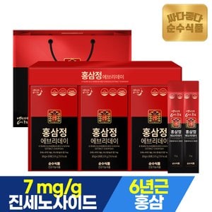순수식품 6년근 홍삼정 홍삼스틱 진액 1박스(30포) 진세노사이드 7mg 함유 (+선물용 쇼핑백)