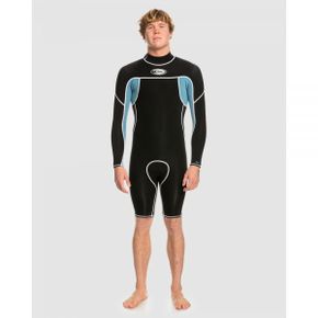 Quiksilver Mens 2/2mm Saturn Capsule Saturn Back Zip Springsuit - BLACK/PROVINCIAL BLUE