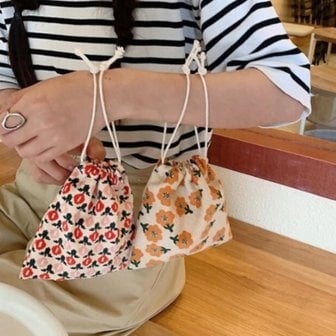  [옷자락] 여성용 유행 패턴 다용도 복주머니 파우치