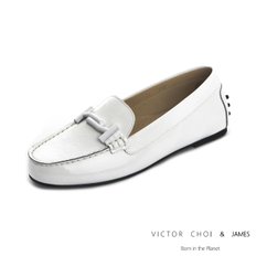 (VICTOR CHOI & james) W20P103 화이트 (2cm) / 주름크링크 드라이빙슈즈