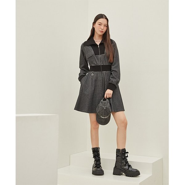 [시흥점] 여성 컬러 배색 미니 플레어 캐주얼 원피스 (ER4CO460)