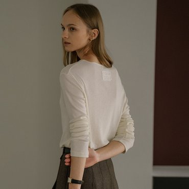 노운베러 Lace label longsleeve T-shirt KNFW02TS12_Ivory