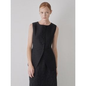 Sleeveless Jacquard Vest - Black