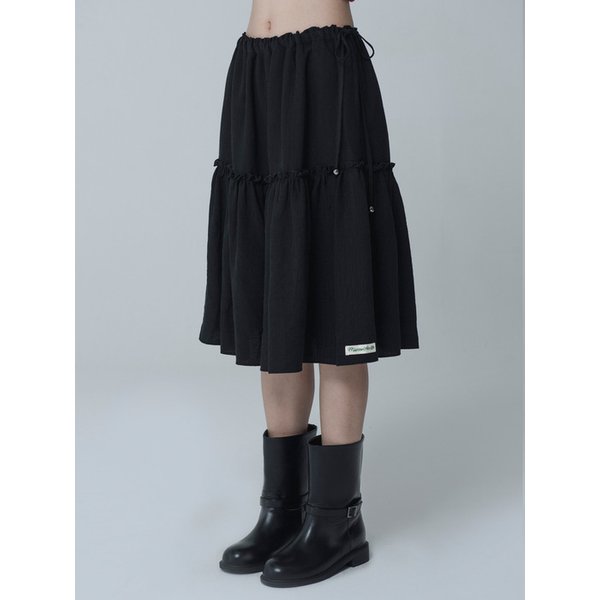 EVIAN PLEATS STRING SKIRT_BLACK