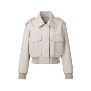 Italian vegetable Lambskin Crop big pocket JK_Cream