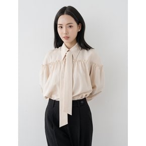 Tie-ta Shirring Blouse PINK BEIGE