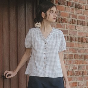 Check frill blouse [TISU06BL05]_Ivory