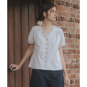 Check frill blouse [TISU06BL05]_Ivory