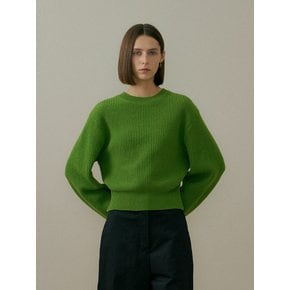 BACK OPEN WOOL KNIT - Green