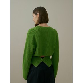 BACK OPEN WOOL KNIT - Green