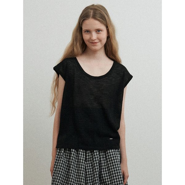 BACK OPEN HALF KNIT_BLACK