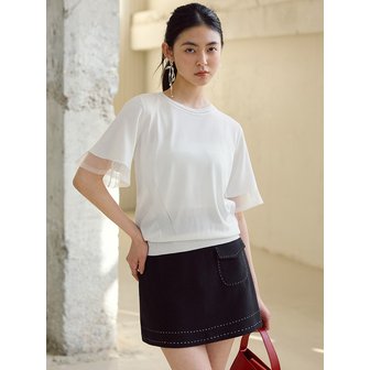 쥬아르 시스루 프릴소매 반팔 니트 티셔츠_2color(E)